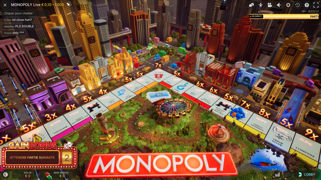 Le lancer de dés et le jeu le plus volatile du Monopoly Live
