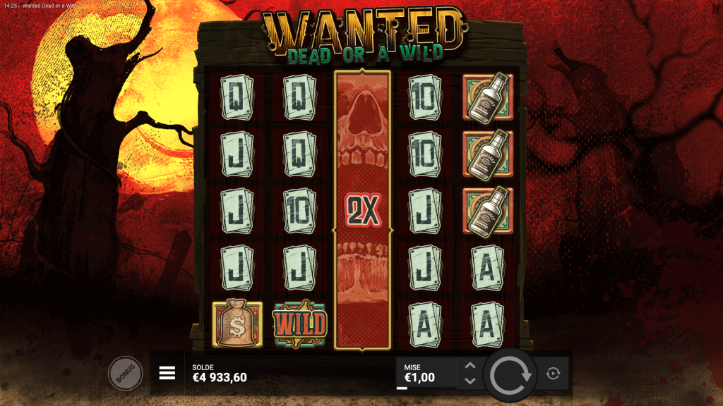 Fonctionnalité 2 avec le symbole VS sur la machine a sous Wanted Dead or a Wild de Hacksaw Gaming