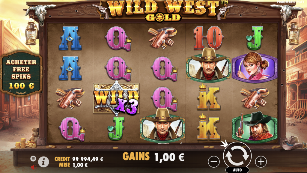 Fonctionnalité présente dans le jeu de base de la machine a sous Wild West Gold de Pragmatic Play