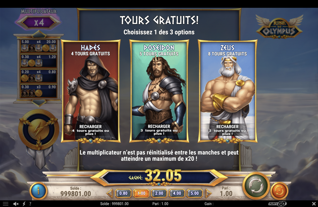 Tours gratuits Rise of Olympus Play’n GO