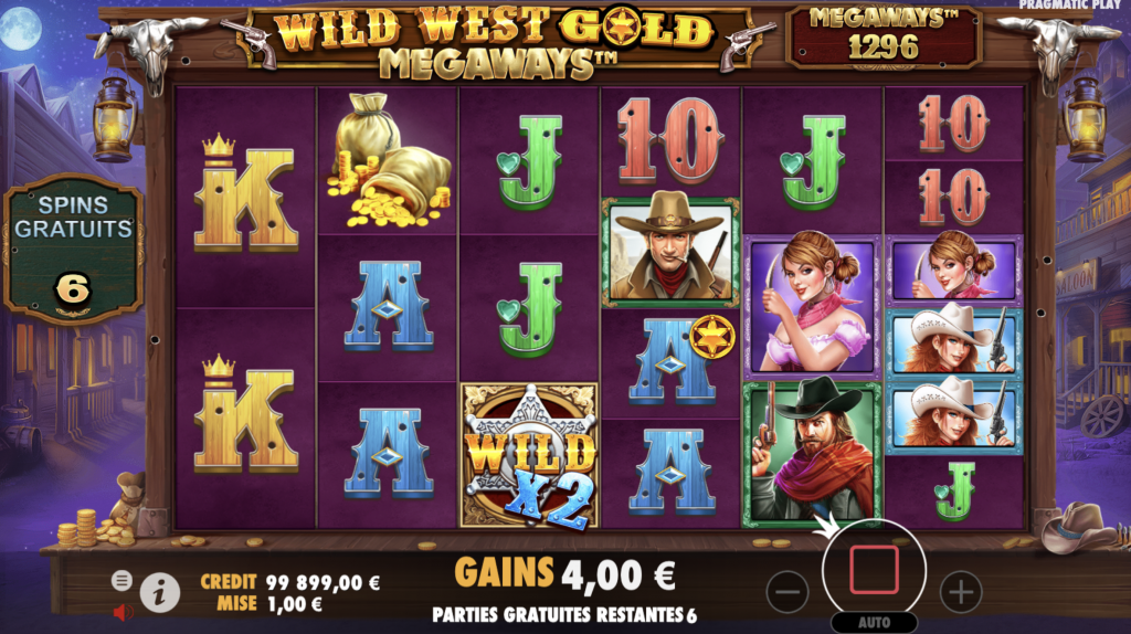 Explications des parties gratuites sur la machine a sous Wild West Gold Megaways du provider Pragmatic Play