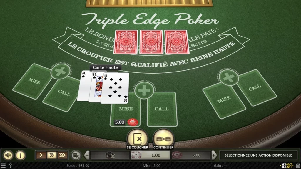 les règles du video poker triple edge poker