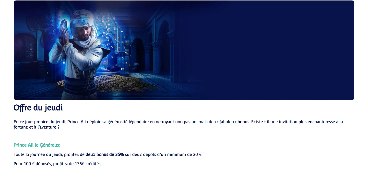 bonus du jeudi prince ali casino