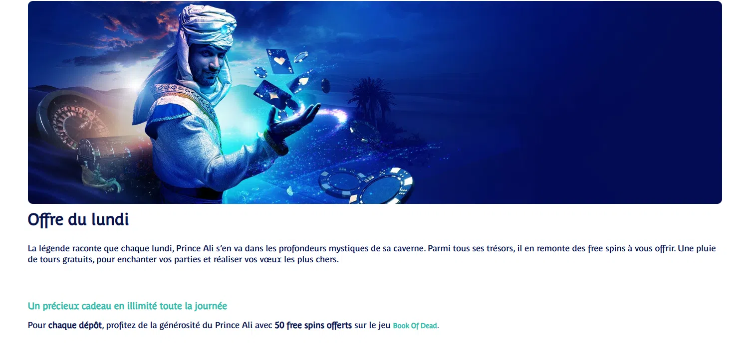 bonus du lundi prince ali casino