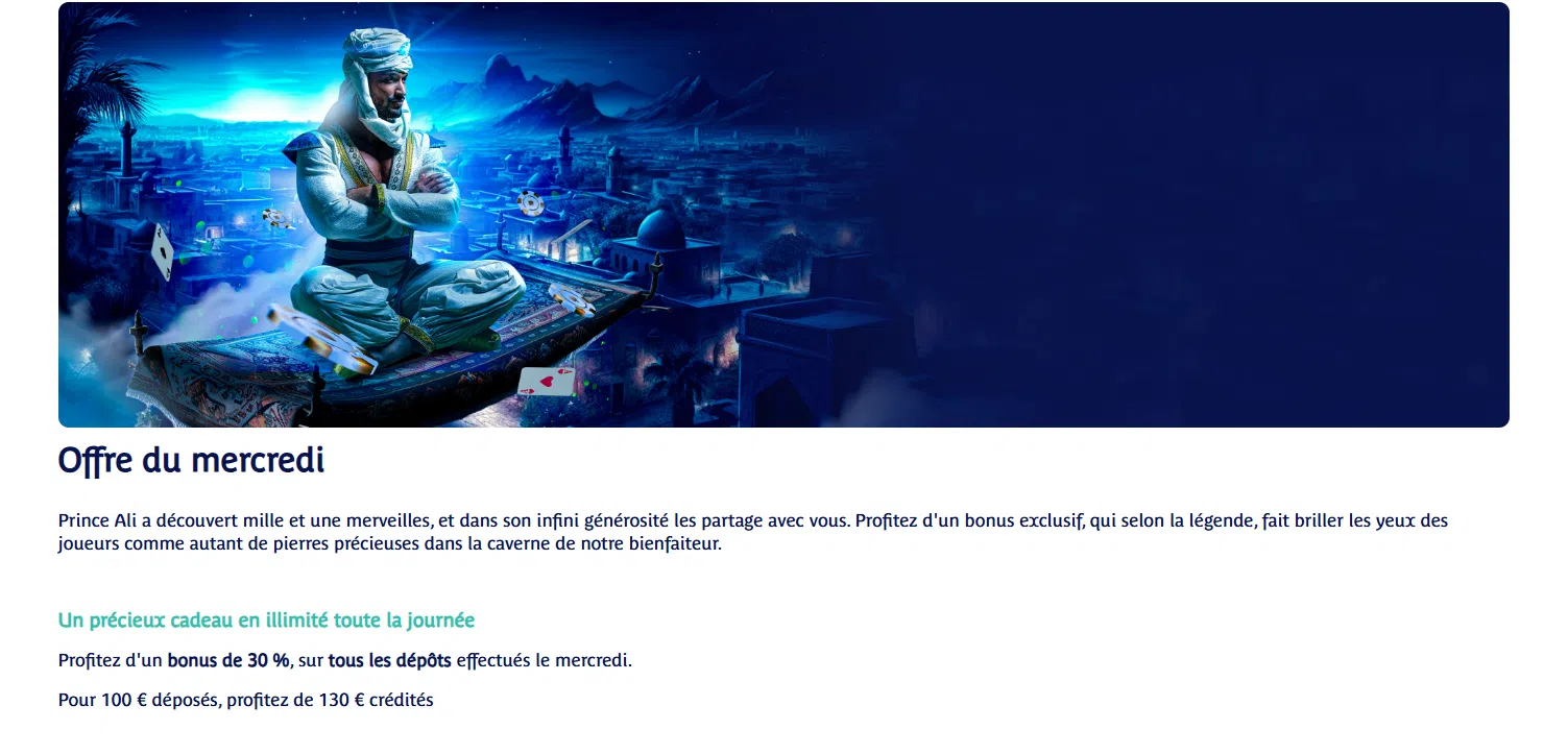 bonus du mercredi prince ali casino