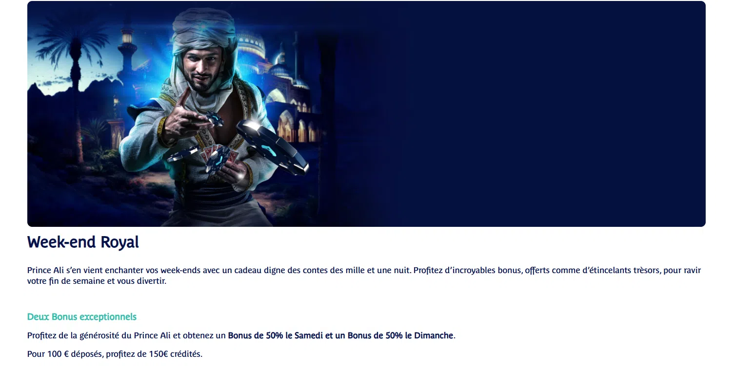 bonus du week-end prince ali casino
