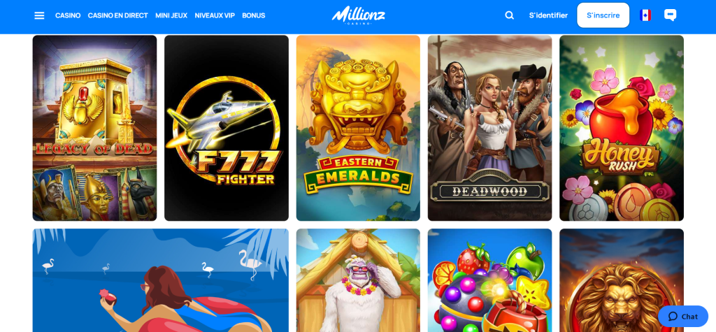 Page accueil Millionz Casino
