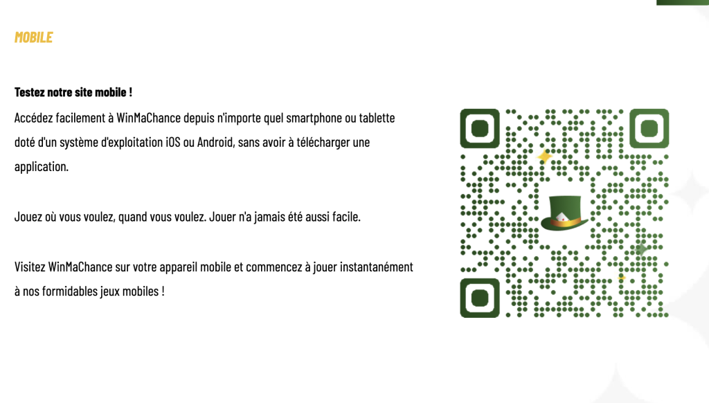 Scannez le QR Code pour accéder à la version mobile de MaChance Casino