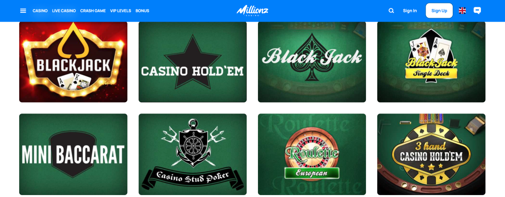 millionz casino blackjack