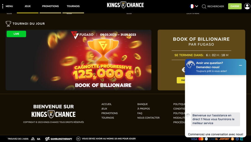 service client kings chance casino