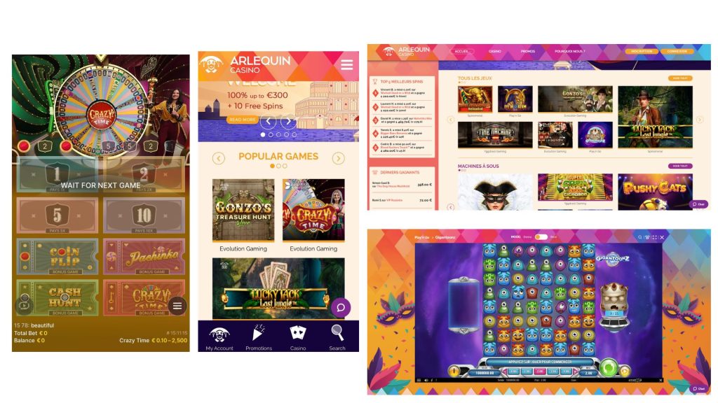 Jeux mobiles et jeux sur Internet d'Arlequin Casino