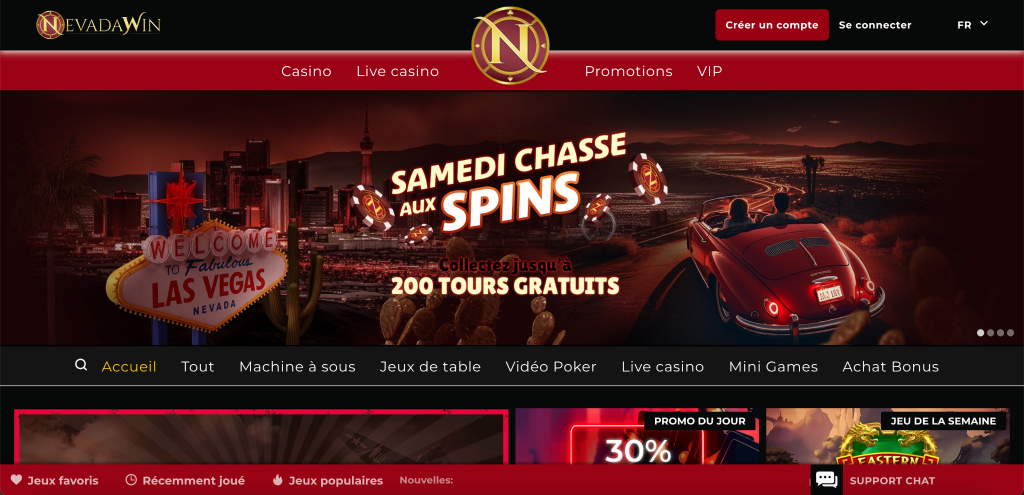 Page d'accueil Nevada Win casino