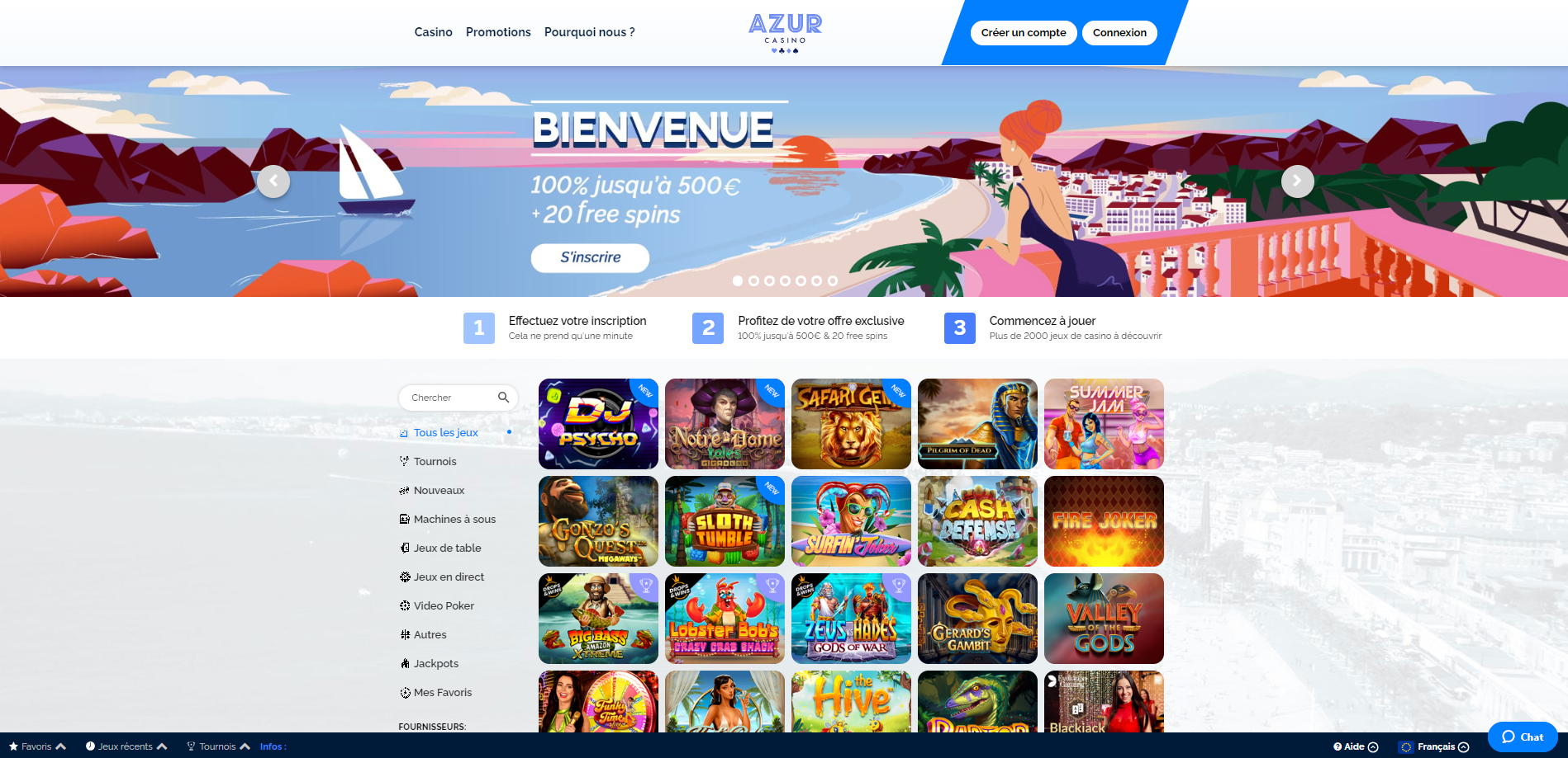 Azur Casino page accueil