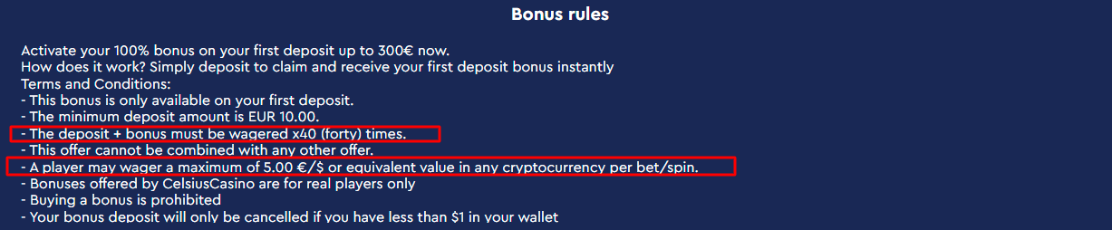 Si vous décidez d’utiliser un bonus sur Celsius Casino, vous devrez absolument respecter certaines règles avant de faire une demande de retrait
