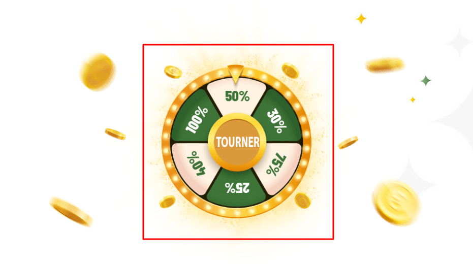 Chaque jour, il vous sera possible de tourner la roue de la chance sur laquelle vous aurez le droit à différents bonus compris entre 25 % et 100 %