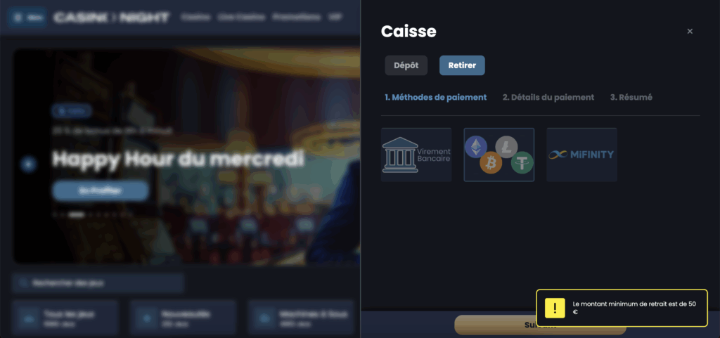 Retrait sur Casinonight