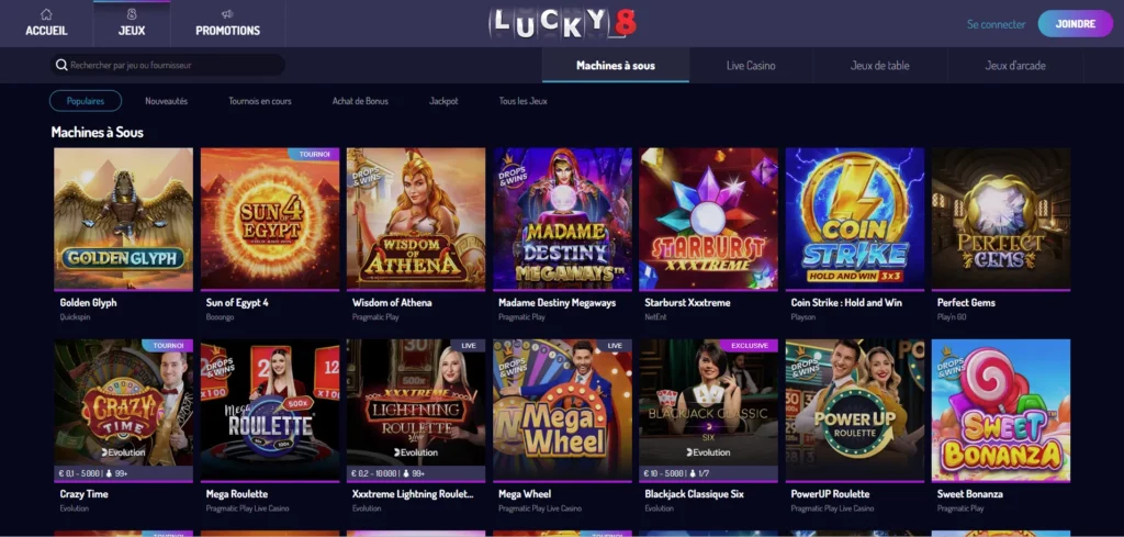Lucky 8 casino dépôt minimum 10€