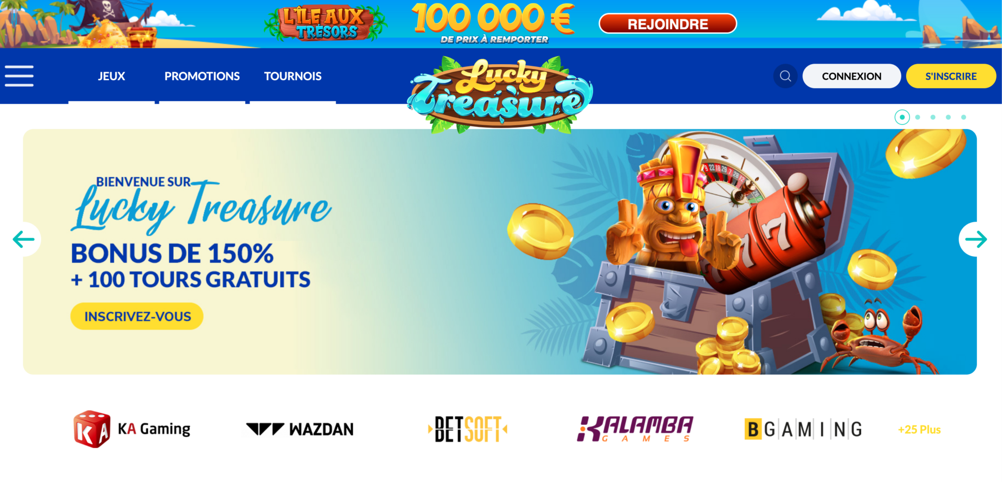 Lucky Treasure Casino (Avis 2025) | Récupérez 1 200 € de bonus + 100 FS
