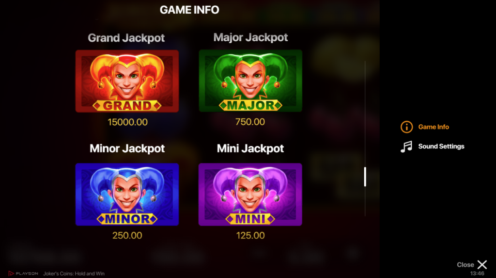 Bonus jackpot fixe Joker's coins