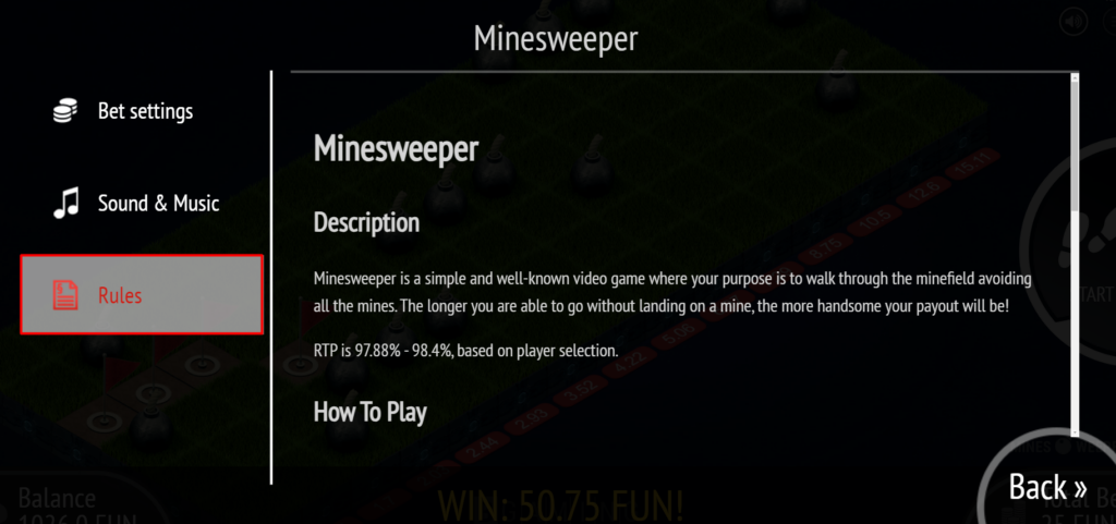 RTP de Minesweeper