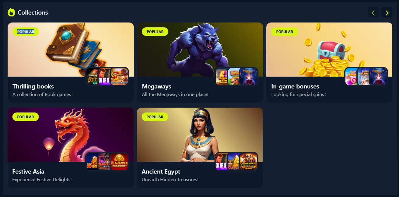 choix des jeux par catégories
