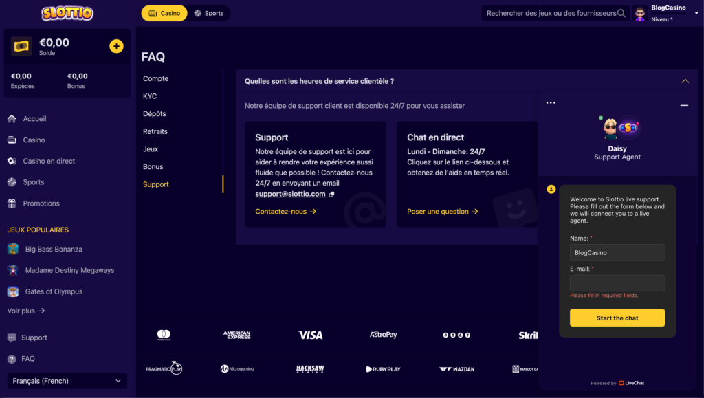 service client slottio