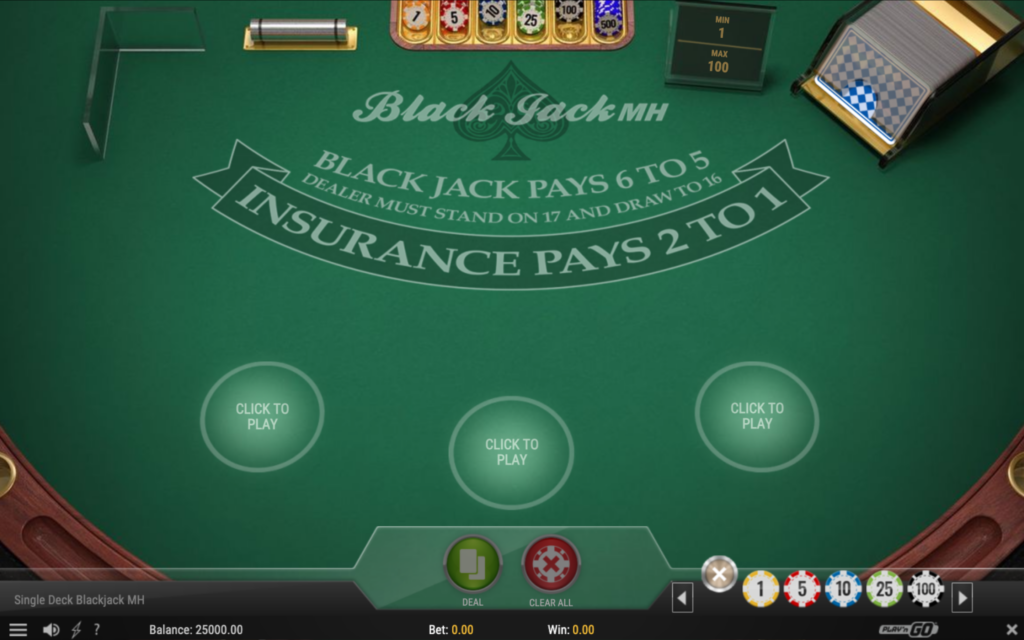 single deck blackjack