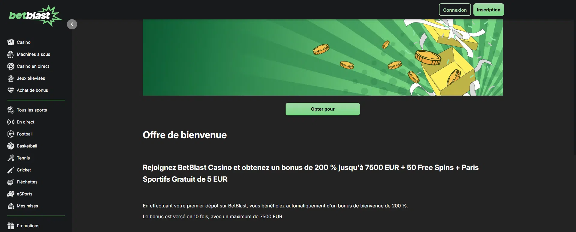 bonus de bienvenue betblast