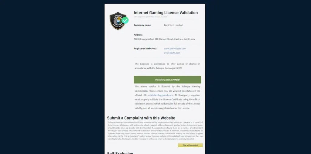 licence evolvebets