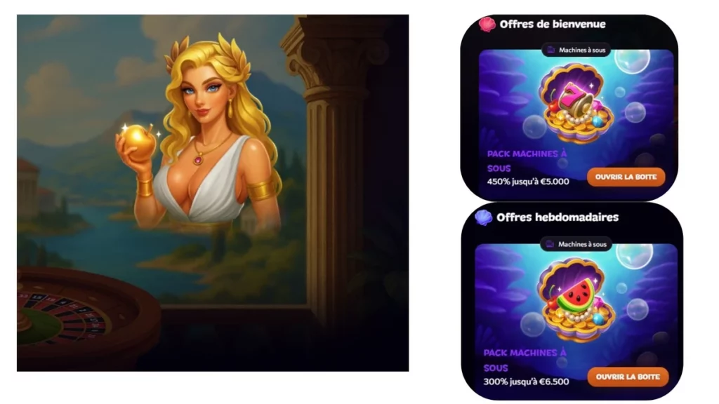 Aphrodite Casino | 450% jusqu’à 5 000€ | Test et Avis 2026