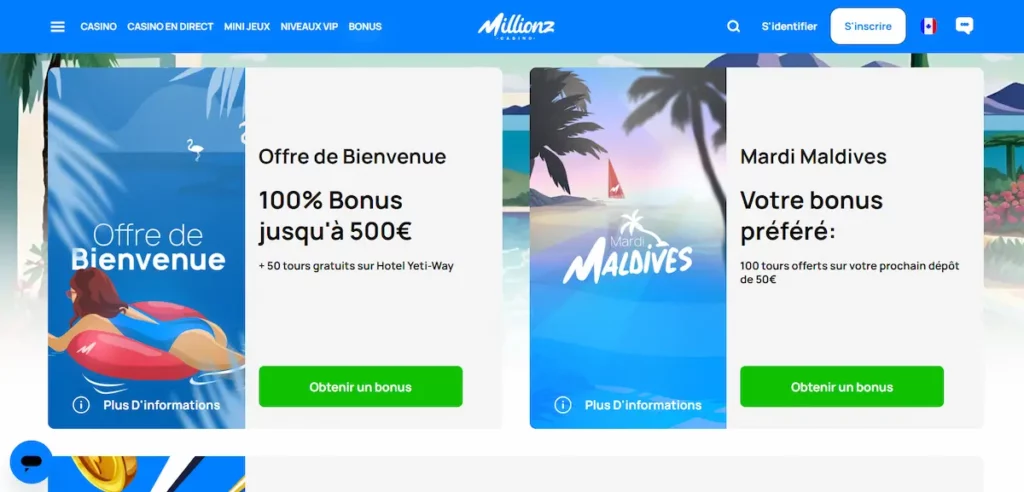 Millionz offre sans wager