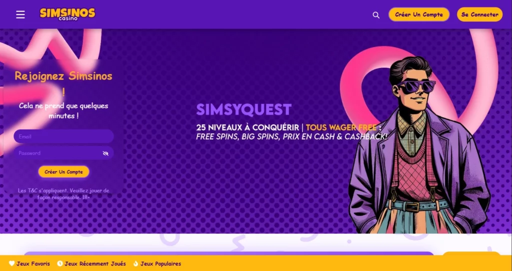 Simsinos casino en ligne dépôt minimum 10 euros