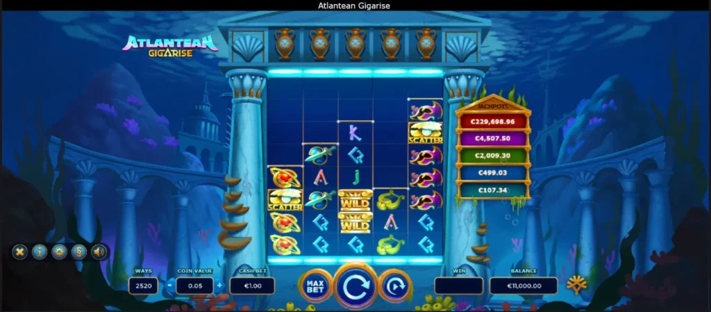 Machine à sous Atlantean GigaRise : graphisme