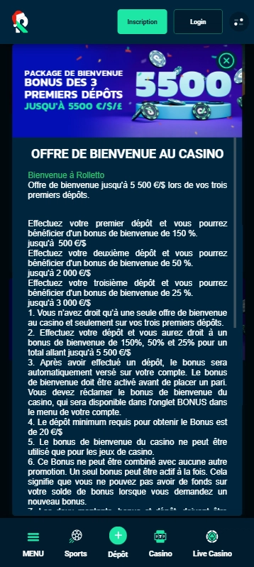 Offre de Bienvenue sur Rolletto