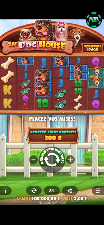 The Dog House Megaways version mobile sur Pampago