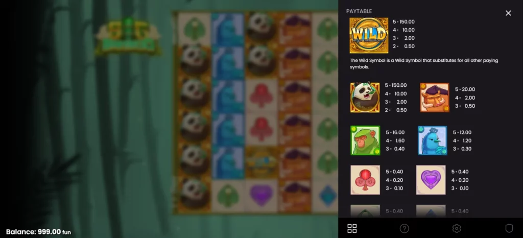 Machine à sous Big Bamboo : symboles