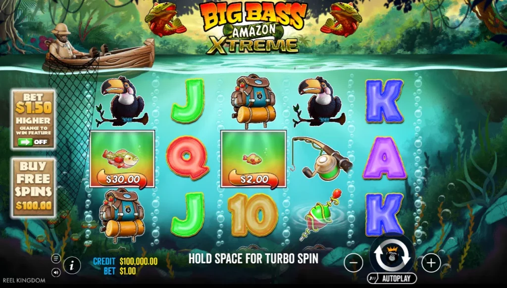 Machine à sous Big Bass Amazon Xtreme : graphismes