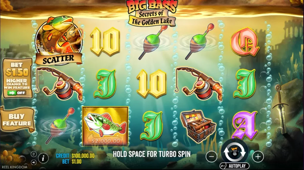 Machine à sous Big Bass Secrets of the Golden Lake : graphisme