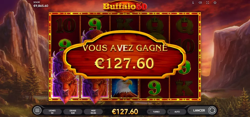 Machine à sous Buffalo 50 : caractéristiques