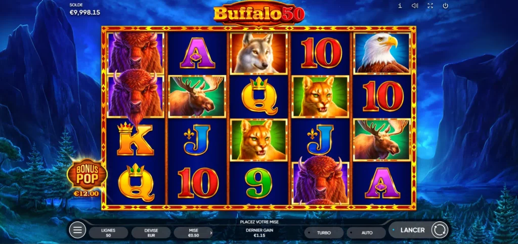 Machine à sous Buffalo 50 : graphisme