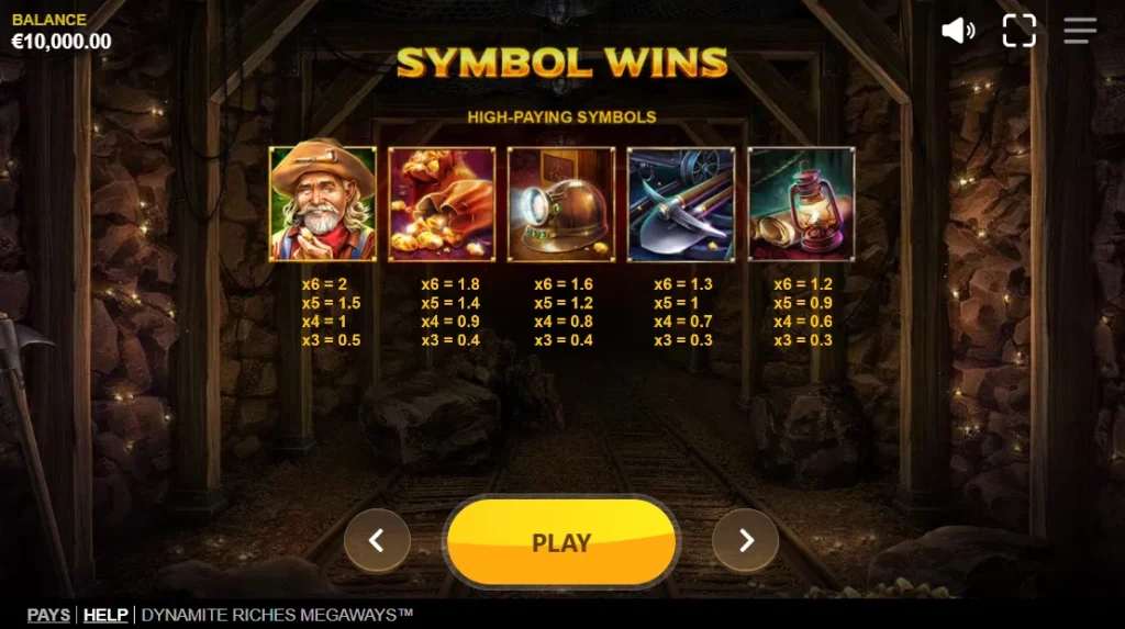 Machine à sous Dynamite Riches Megaways : symboles