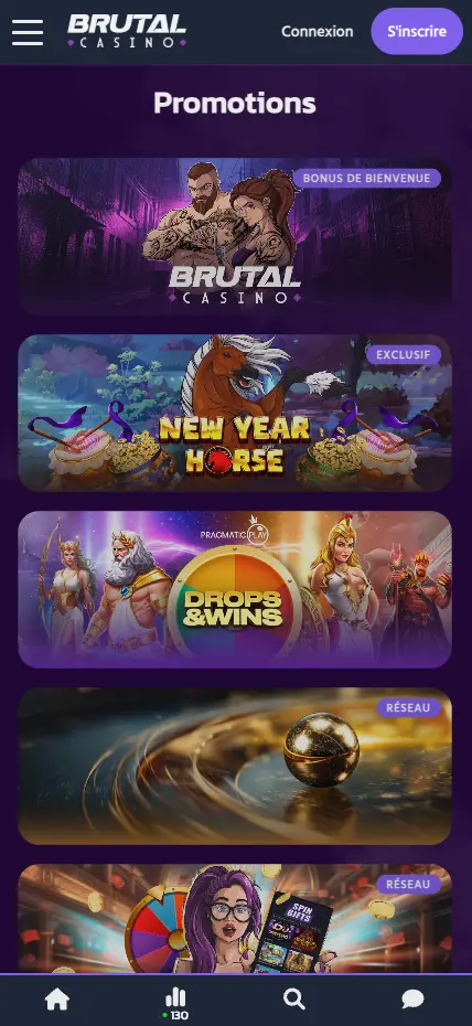 accès aux promotions brutal casino sur mobile